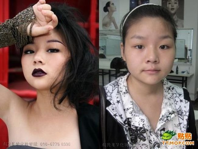 Азиатские девушки до и после косметики (11 фото)